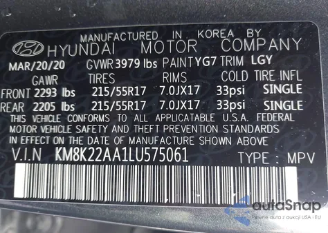 2020 Hyundai Kona Sel from USA, damaged, VIN KM8K22AA1LU575061